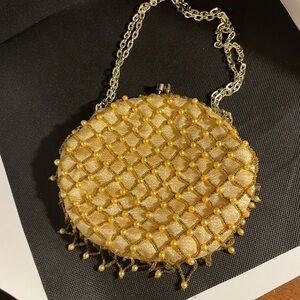 Elegant Vintage Hong Kong Gold Beaded Women's Bag